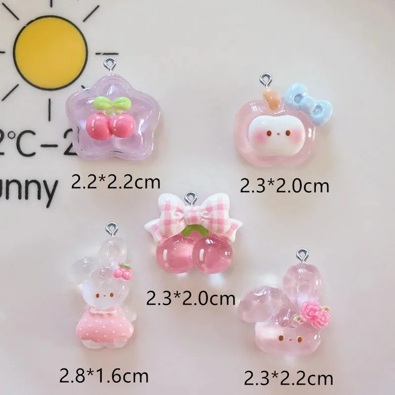 Resin Crafts Diy - 10 Breloques Lapin Cerise Mignon en